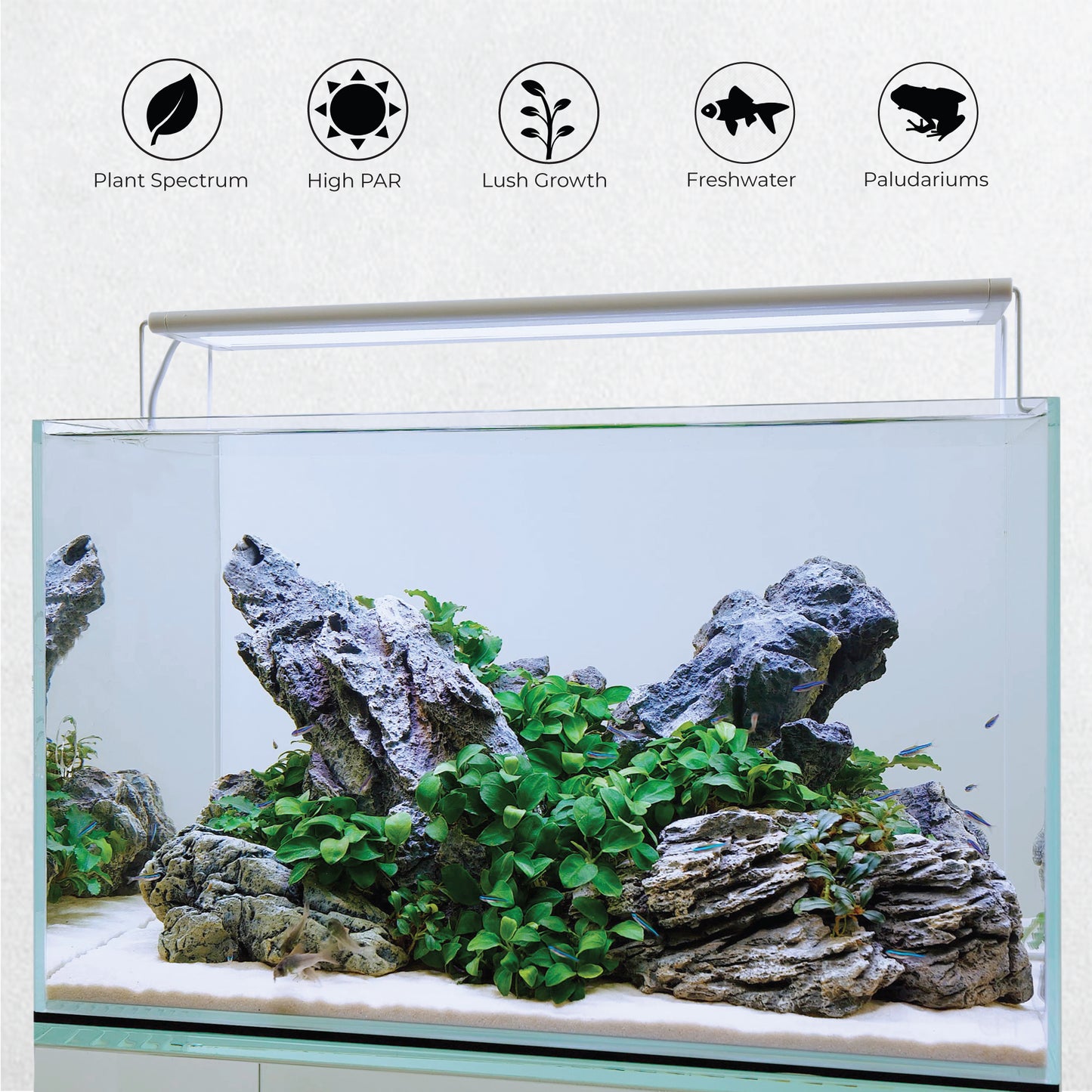 SereneSun RGB+W Freshwater Aquarium and Terrarium LED Light 18" to 24" - White Edition