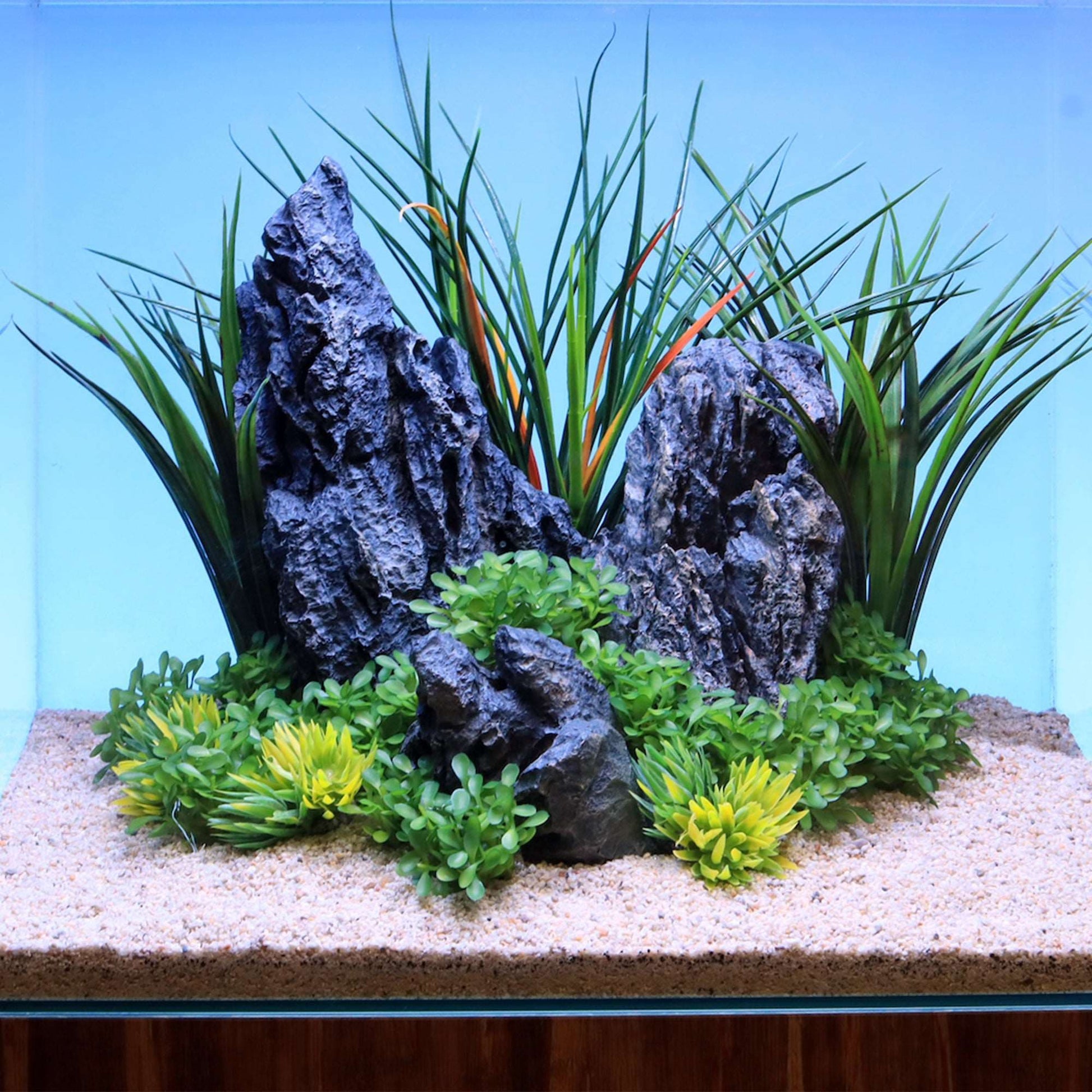fish tank grass accessories Fountain Grass Aquarium Decor Green with Weighted Base – Vita